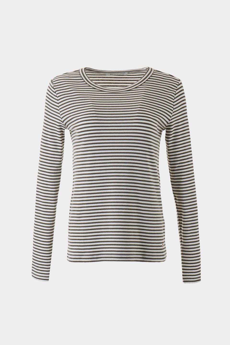 Футболка Betty and Co в полоску бежево-оливковая