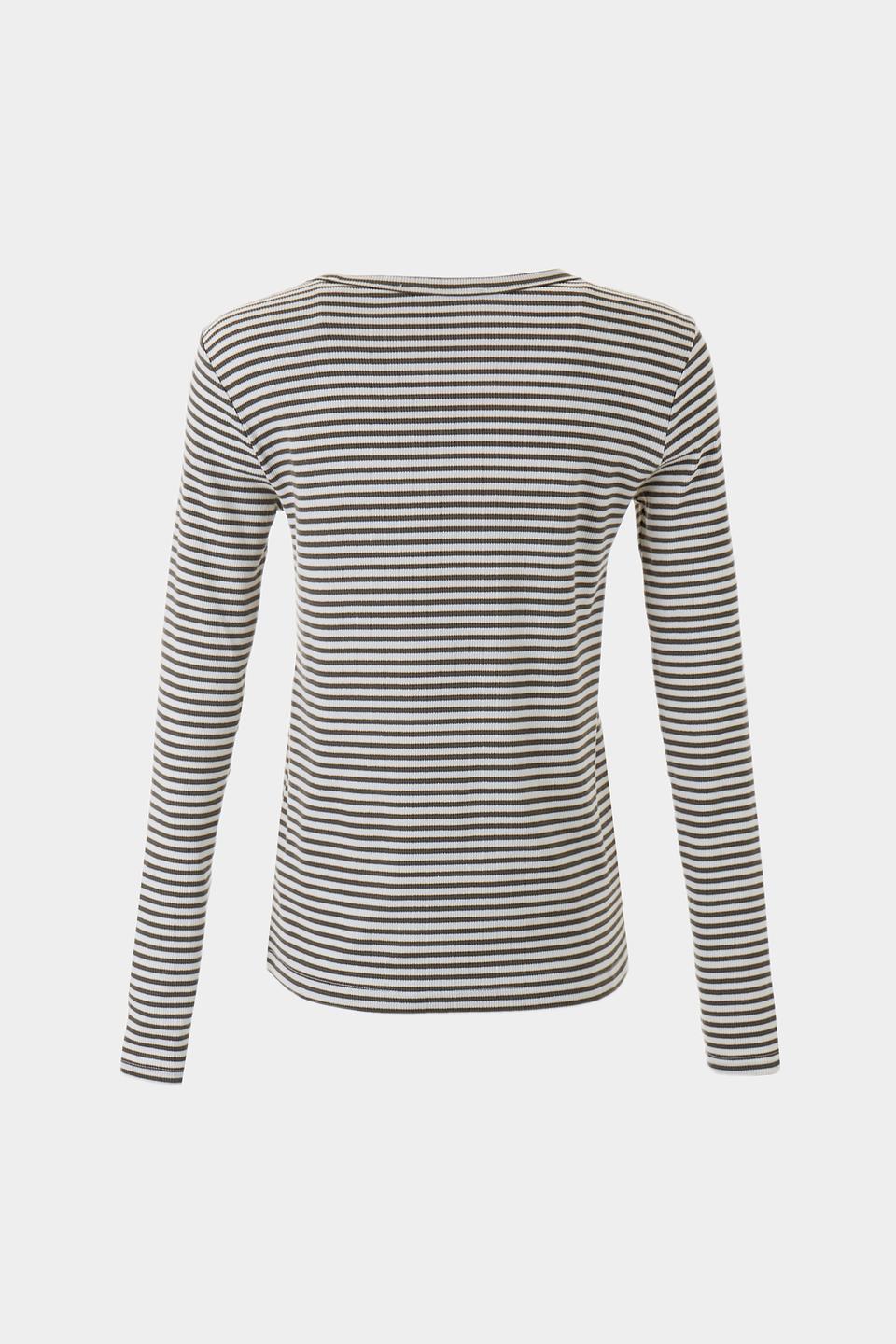 Футболка Betty and Co в полоску бежево-оливковая