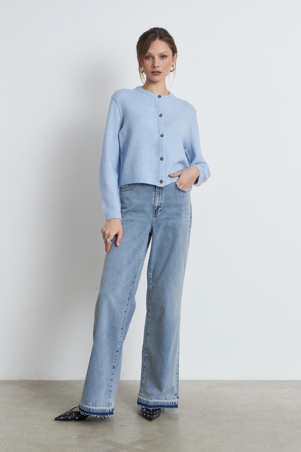 Жакет Oui голубой вязаный