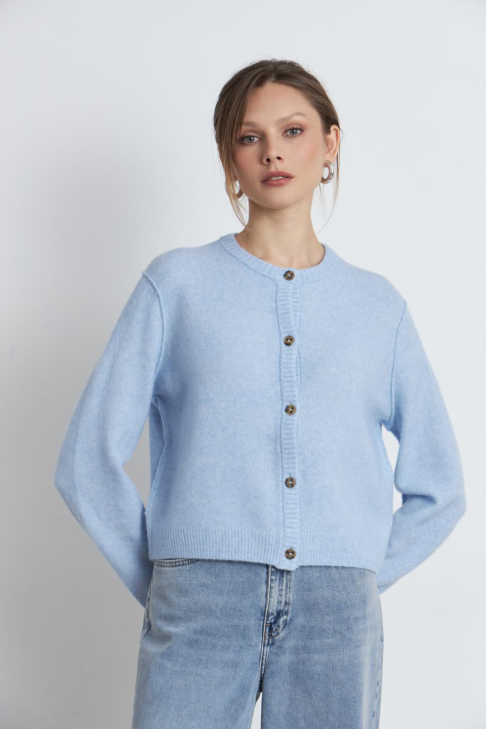 Жакет Oui голубой вязаный