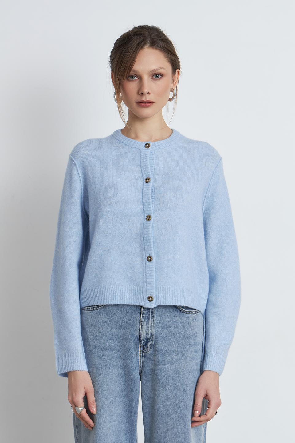 Жакет Oui голубой вязаный