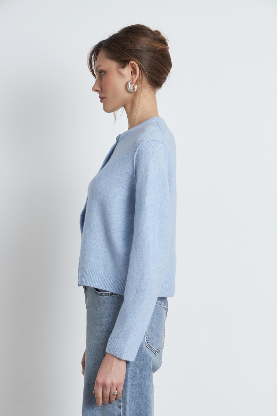 Жакет Oui голубой вязаный