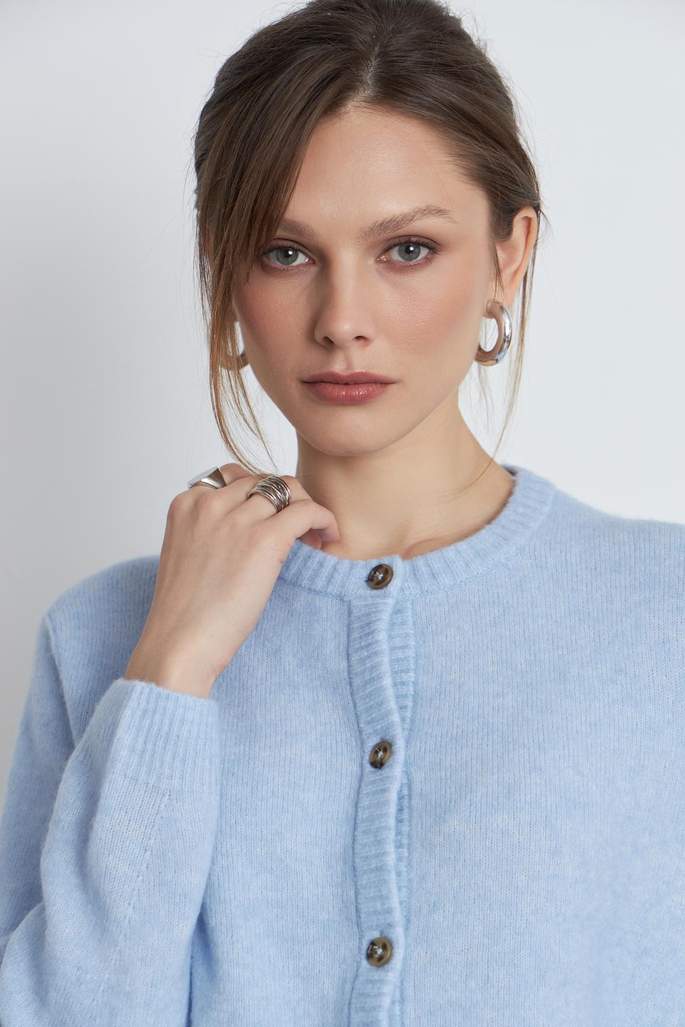 Жакет Oui голубой вязаный