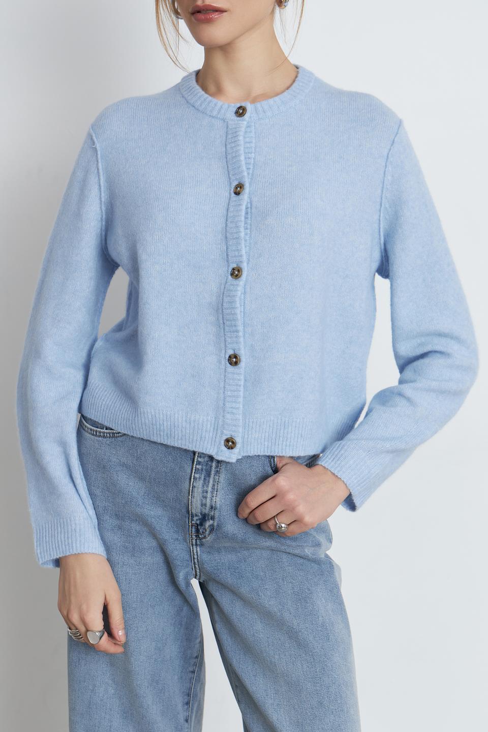 Жакет Oui голубой вязаный