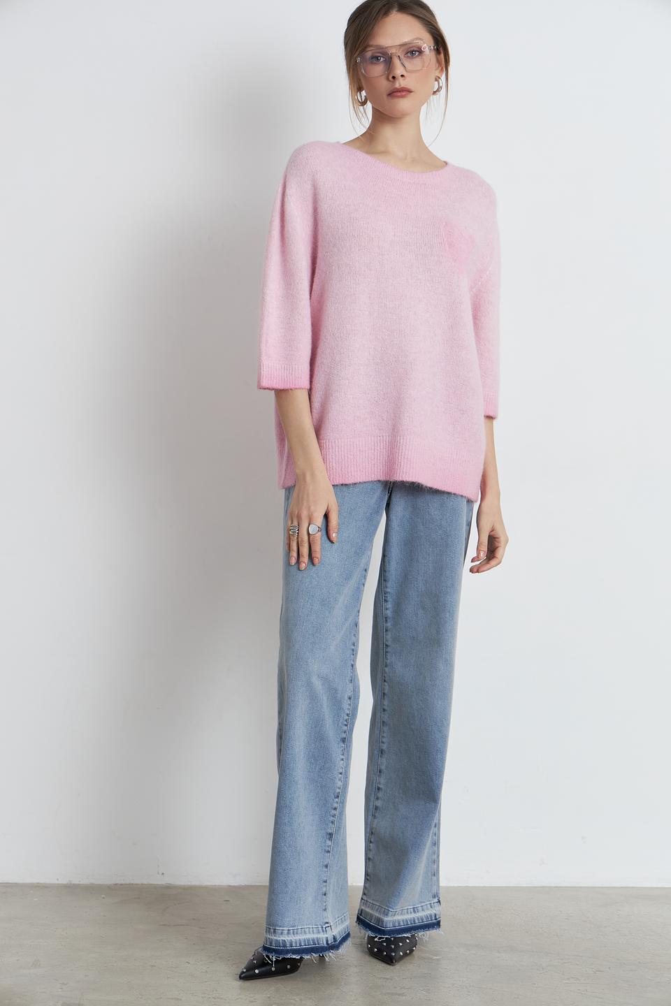 Пуловер Oui с сердцем розовый