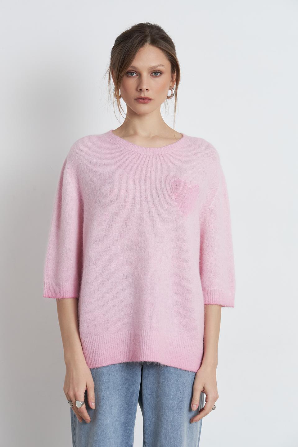 Пуловер Oui с сердцем розовый