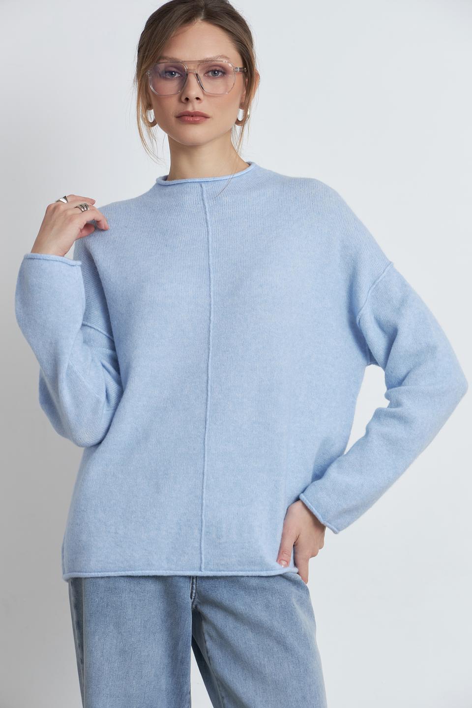 Пуловер Oui голубой с разрезом