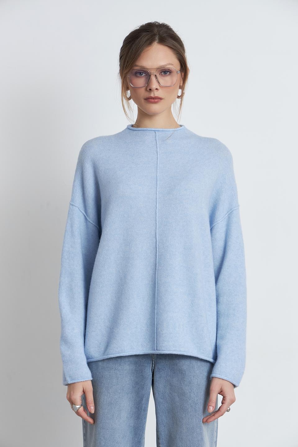 Пуловер Oui голубой с разрезом