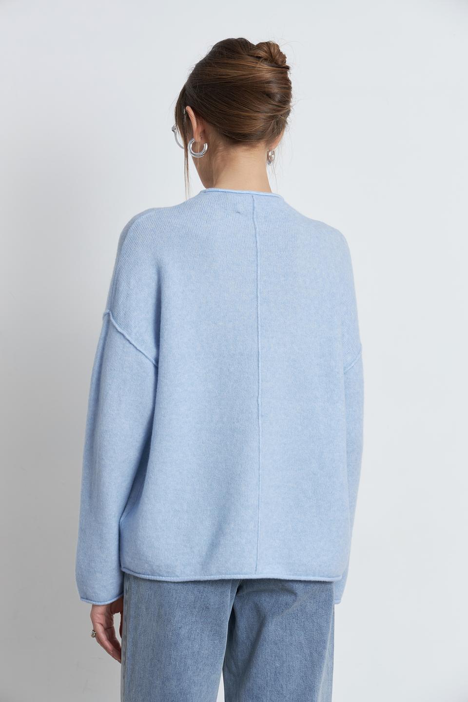 Пуловер Oui голубой с разрезом