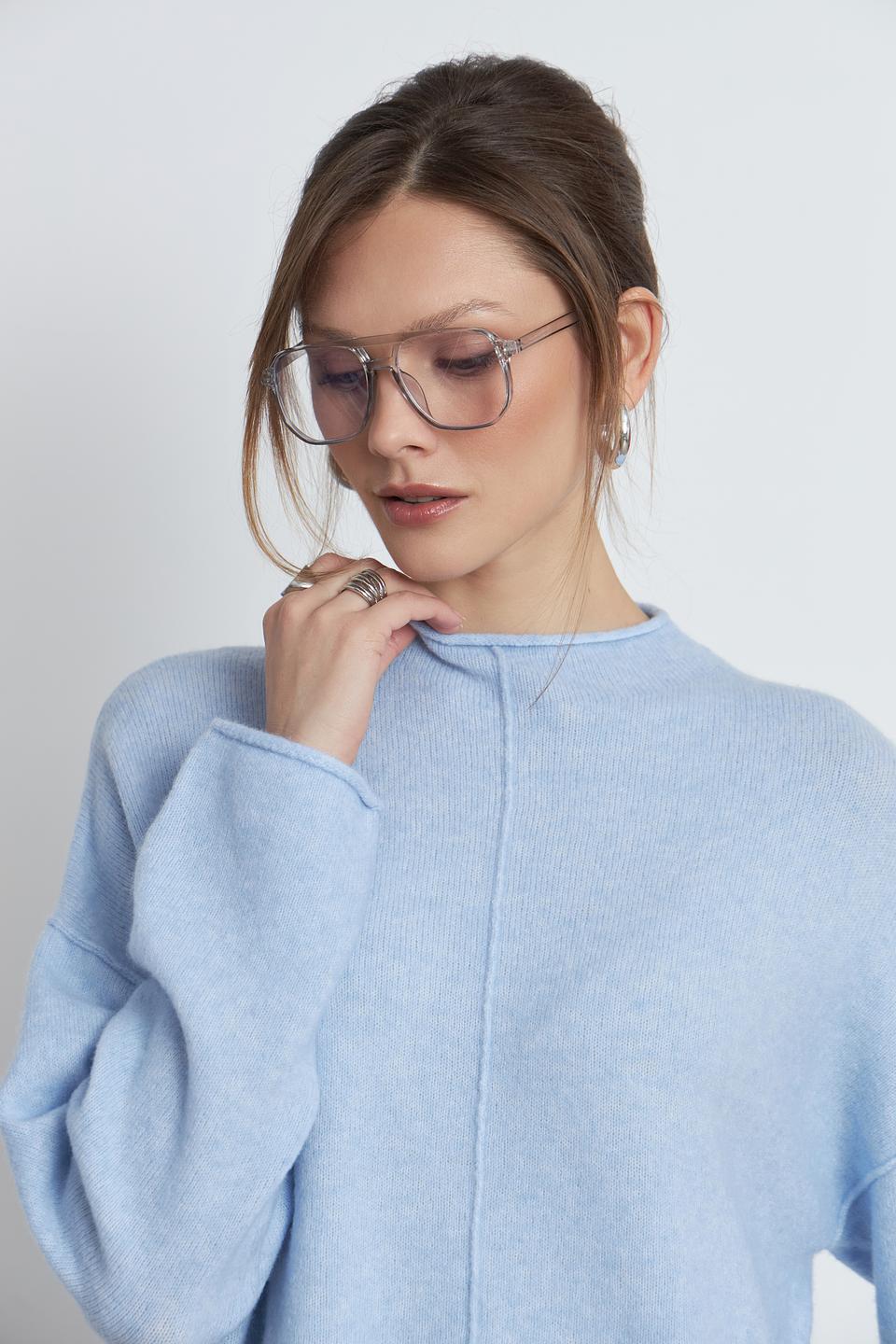 Пуловер Oui голубой с разрезом