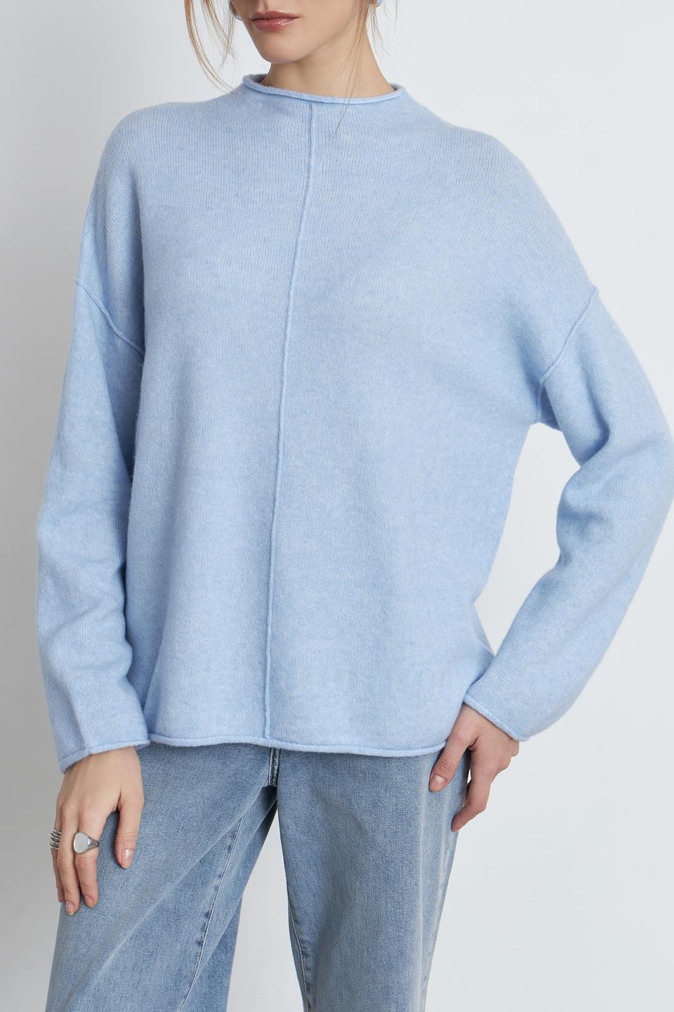 Пуловер Oui голубой с разрезом