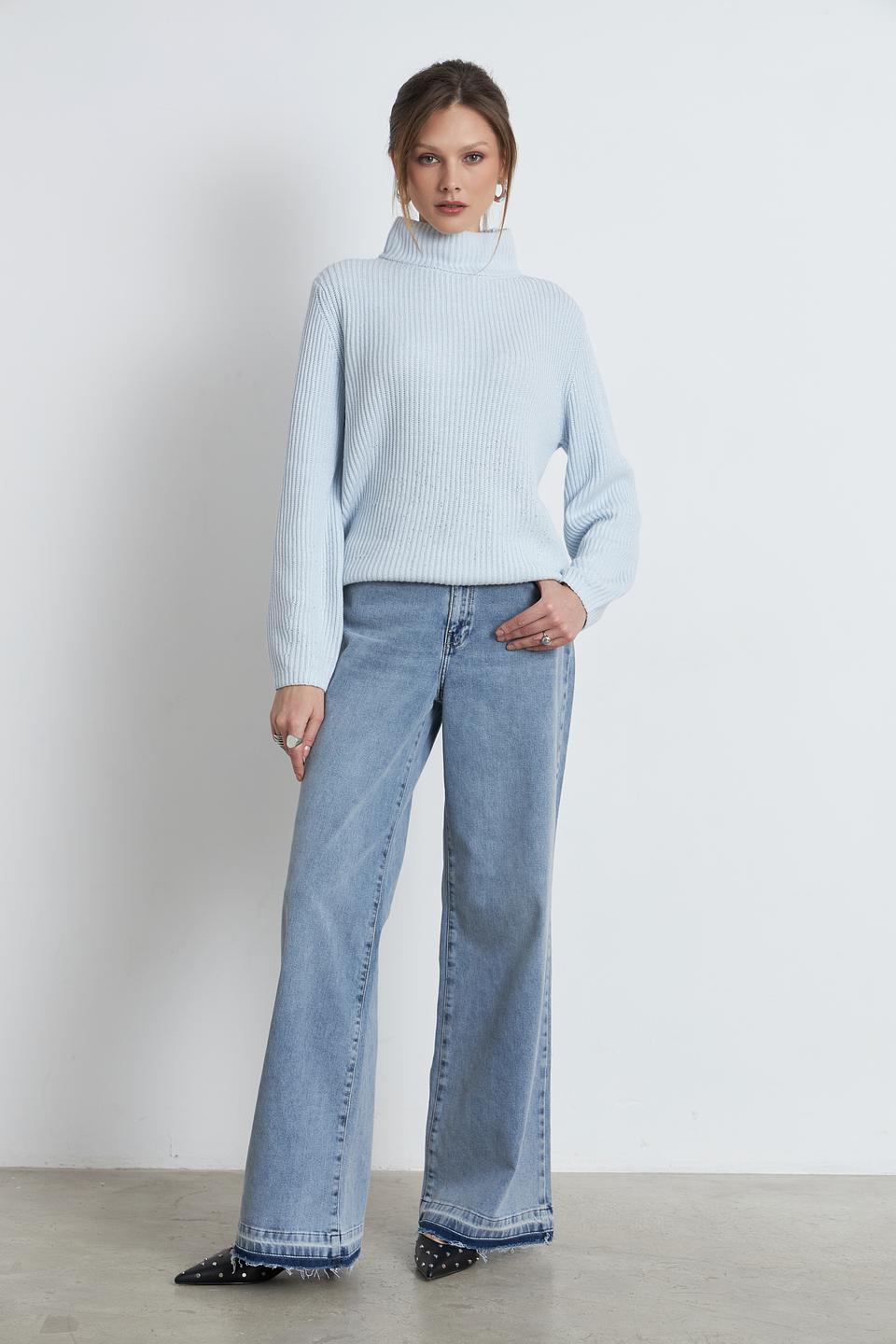 Пуловер Monari голубой с горлом