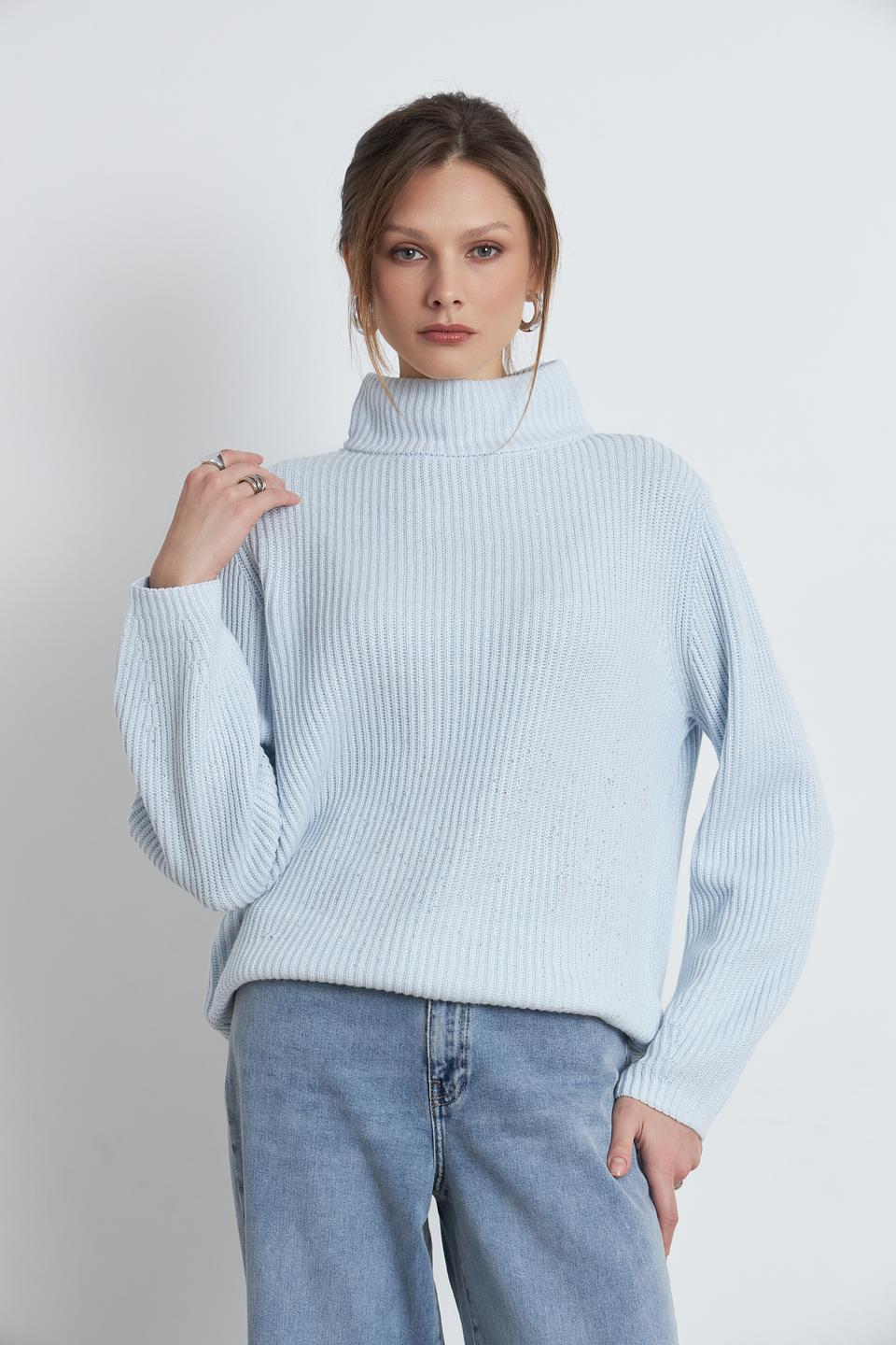 Пуловер Monari голубой с горлом