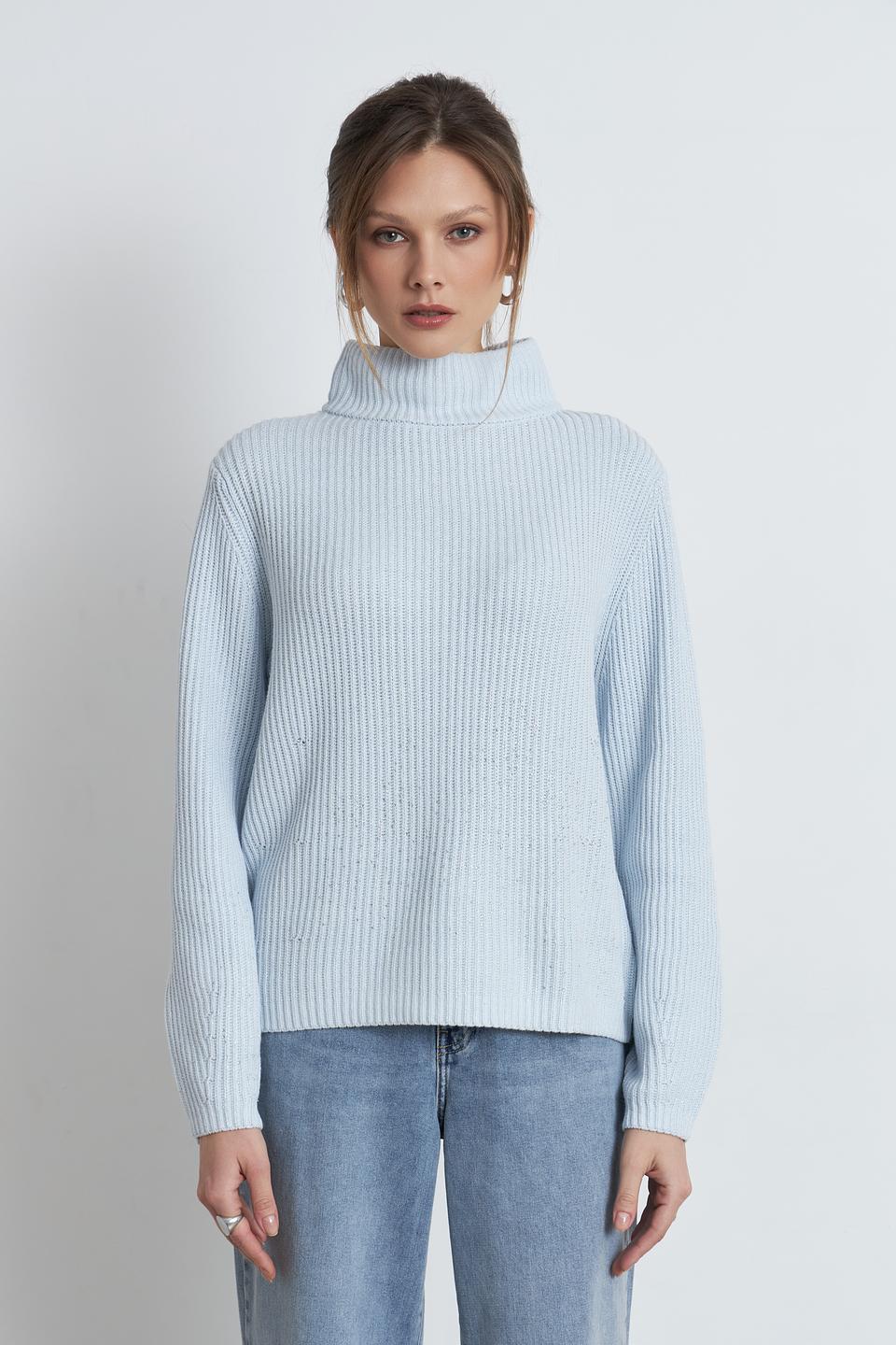 Пуловер Monari голубой с горлом