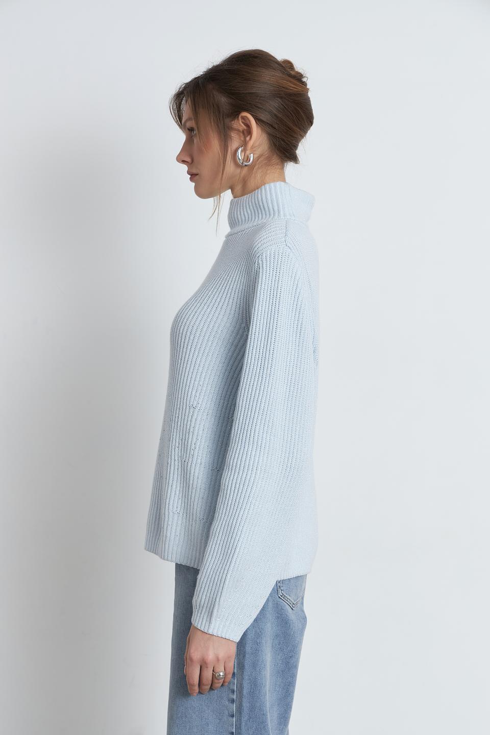 Пуловер Monari голубой с горлом