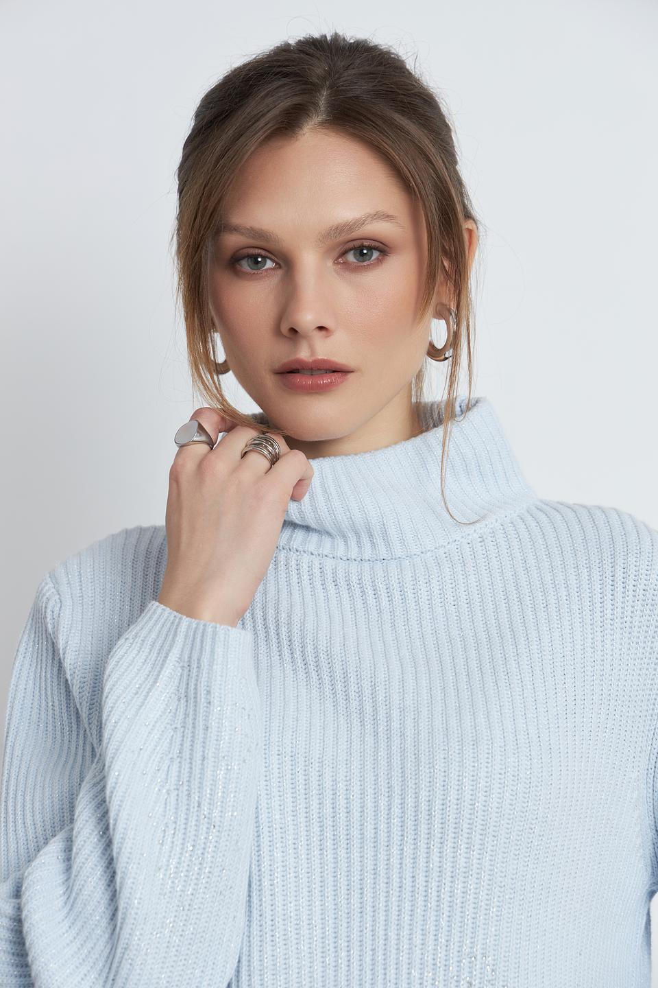 Пуловер Monari голубой с горлом