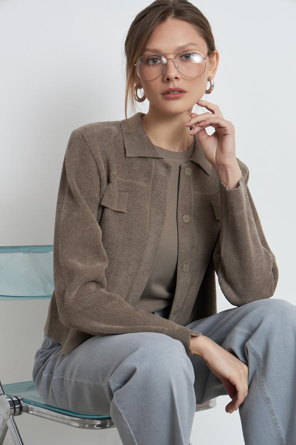 Жакет Oui женский коричневый