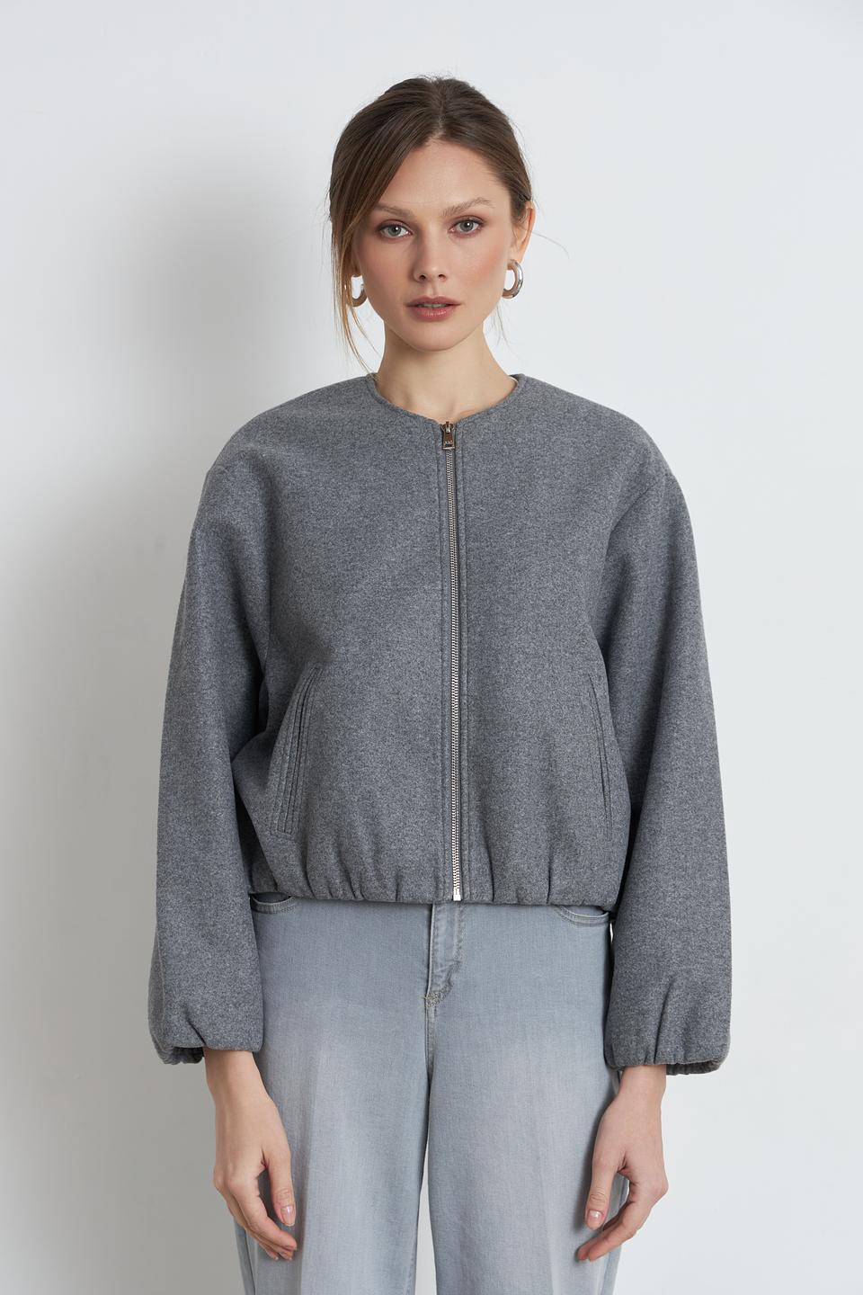 Жакет Oui серый с рукавами-фонариками