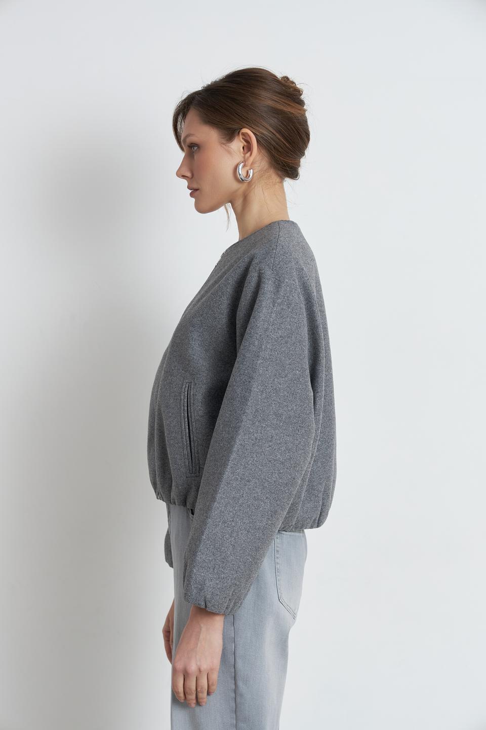 Жакет Oui серый с рукавами-фонариками