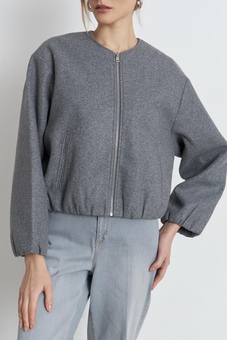 Жакет Oui серый с рукавами-фонариками