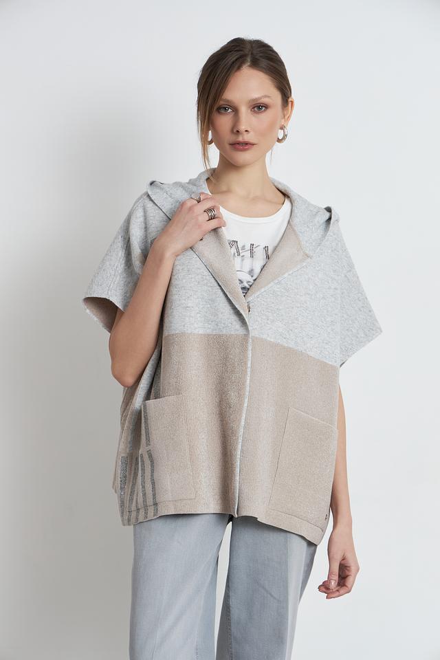 Жилет Monari с капюшоном бежево-серый