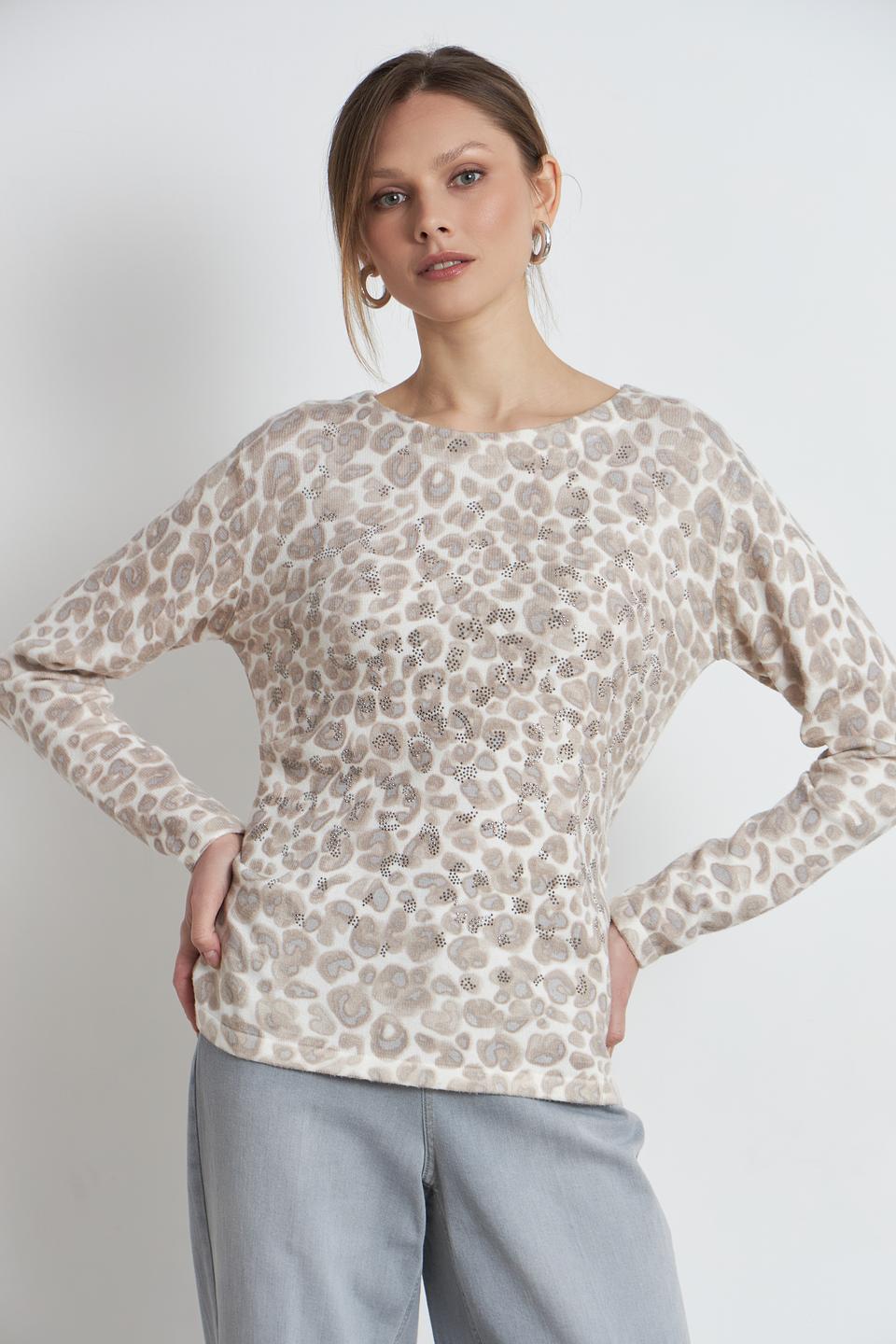 Пуловер Monari с леопардовым принтом