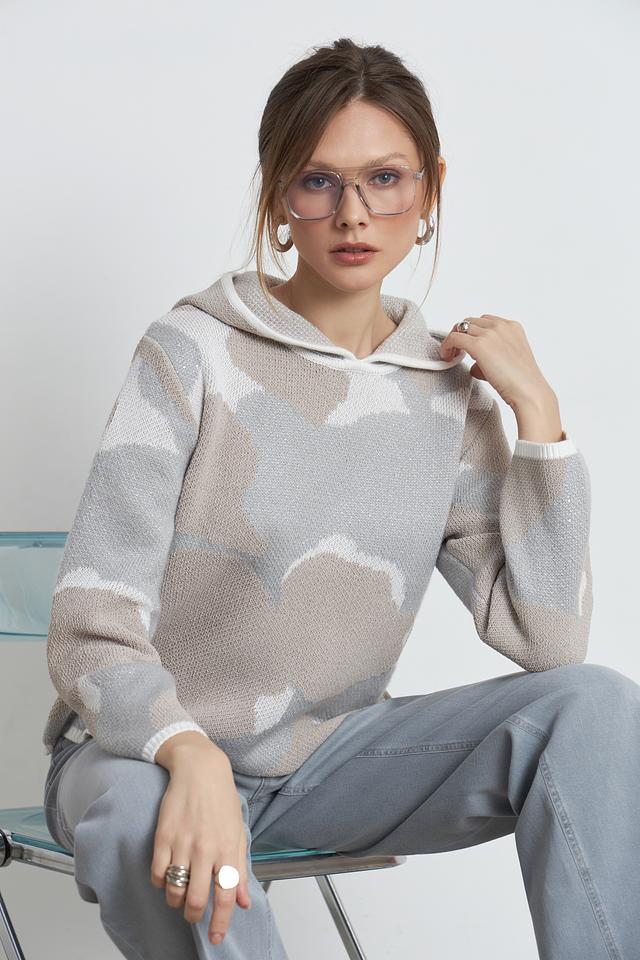 Пуловер Monari с капюшоном бежевый