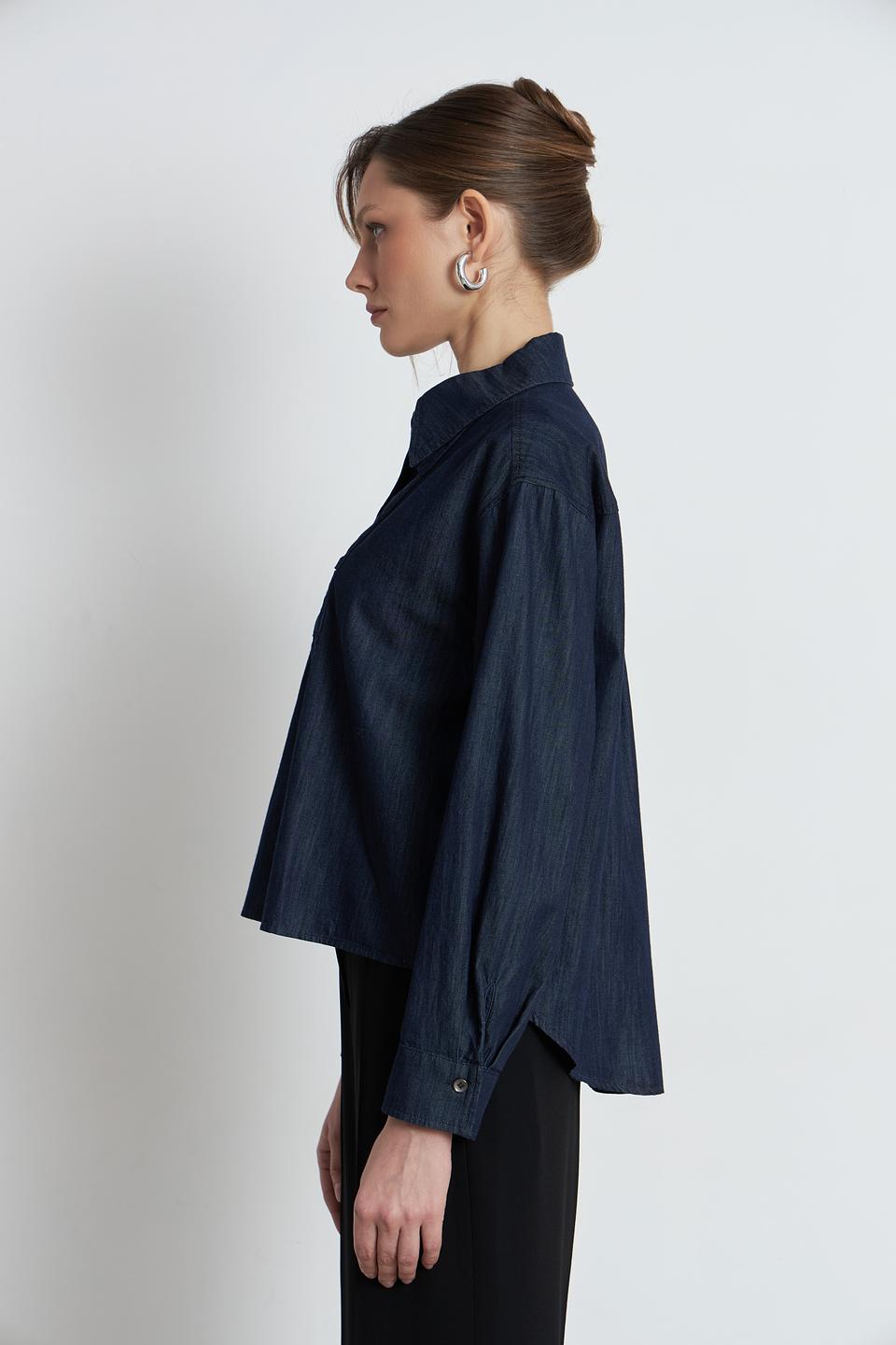 Блуза Luisa Cerano джинсовая с рюшами