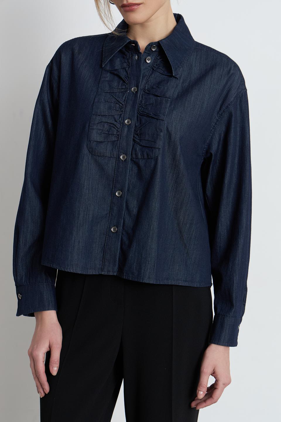 Блуза Luisa Cerano джинсовая с рюшами