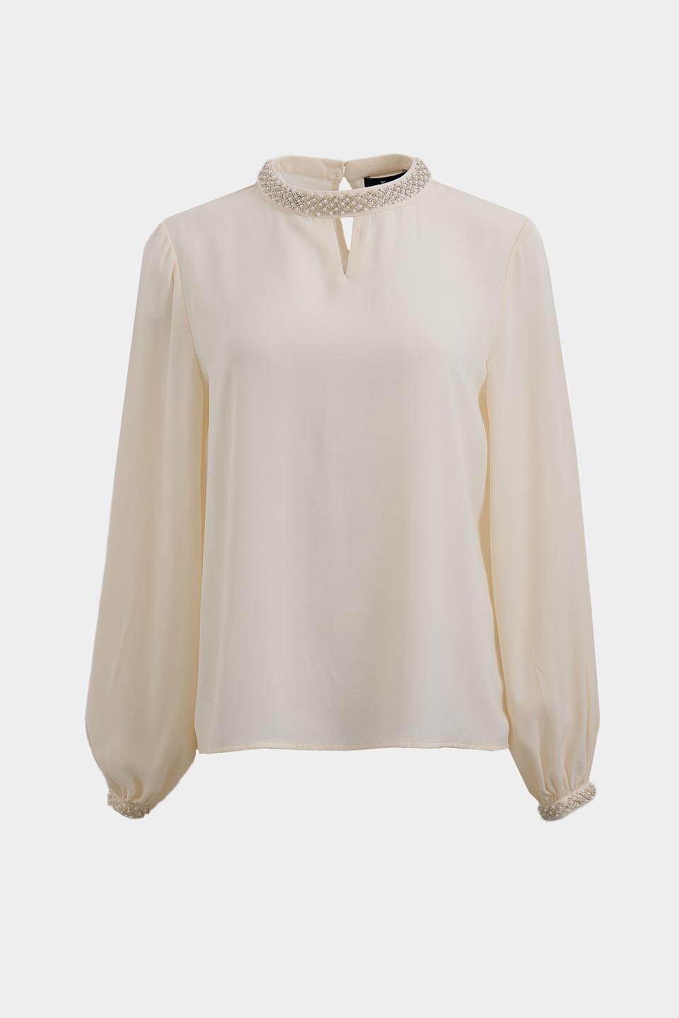 Блузка Monari с жемчугом кремовая