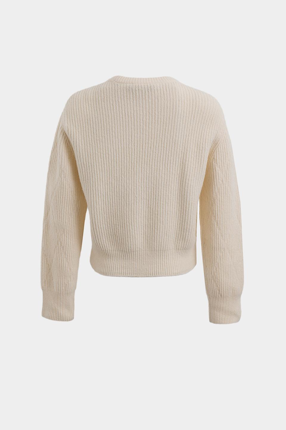 Пуловер Oui с ромбами кремовый