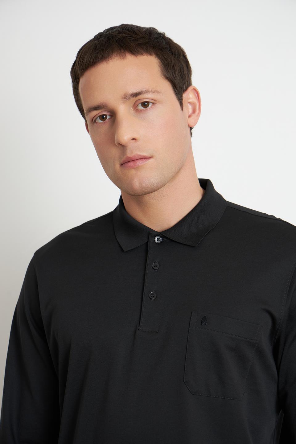 Футболка поло Ragman чёрная с длинным рукавом