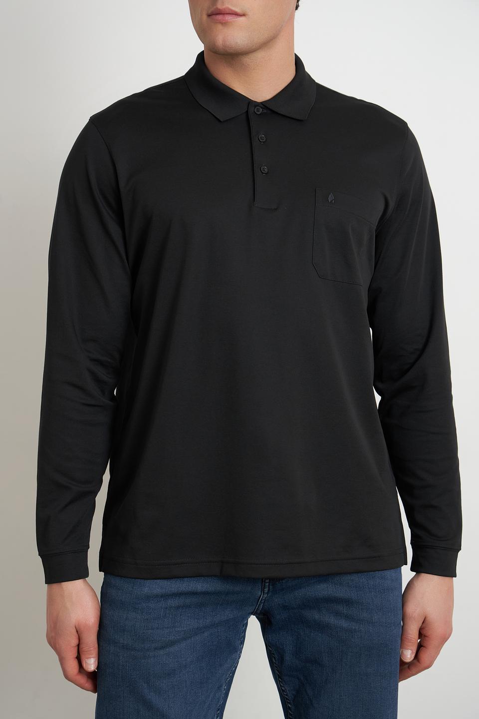Футболка поло Ragman чёрная с длинным рукавом