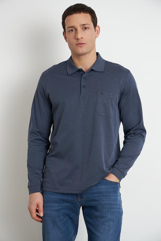 Поло Ragman с длинным рукавом синее