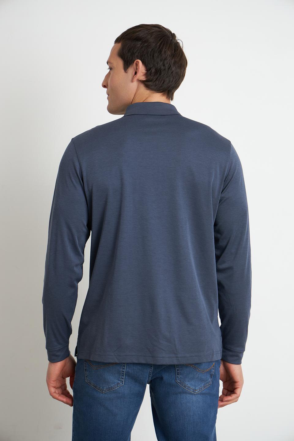 Поло Ragman с длинным рукавом синее
