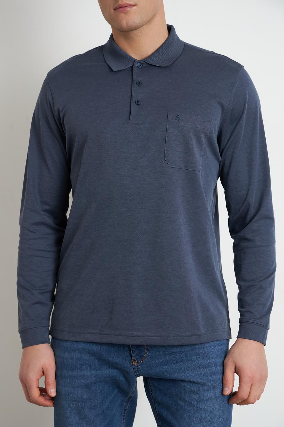 Поло Ragman с длинным рукавом синее