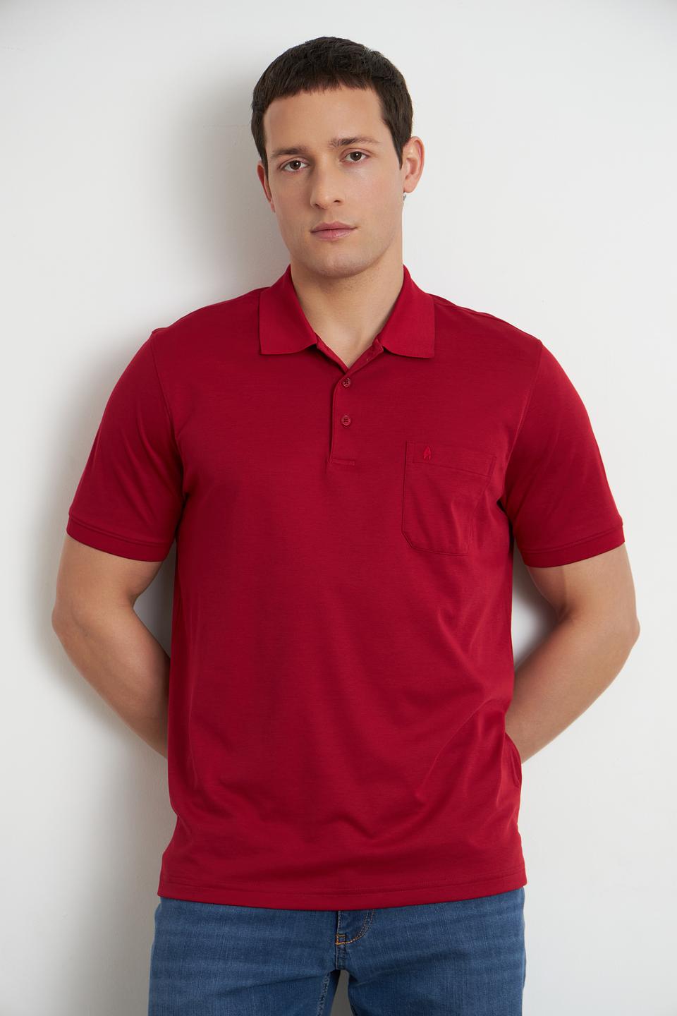 Поло Ragman бордовый с карманом