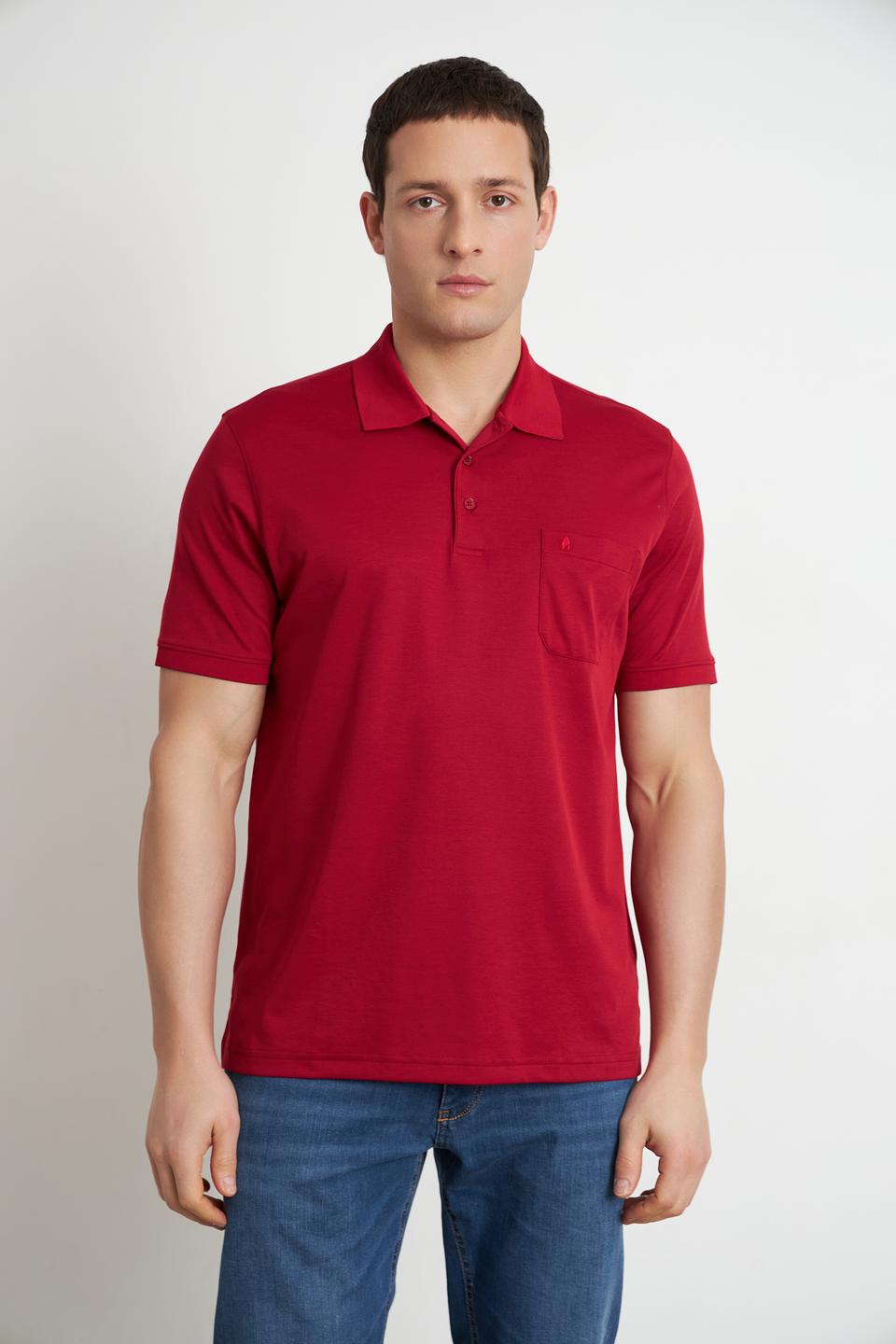 Поло Ragman бордовый с карманом