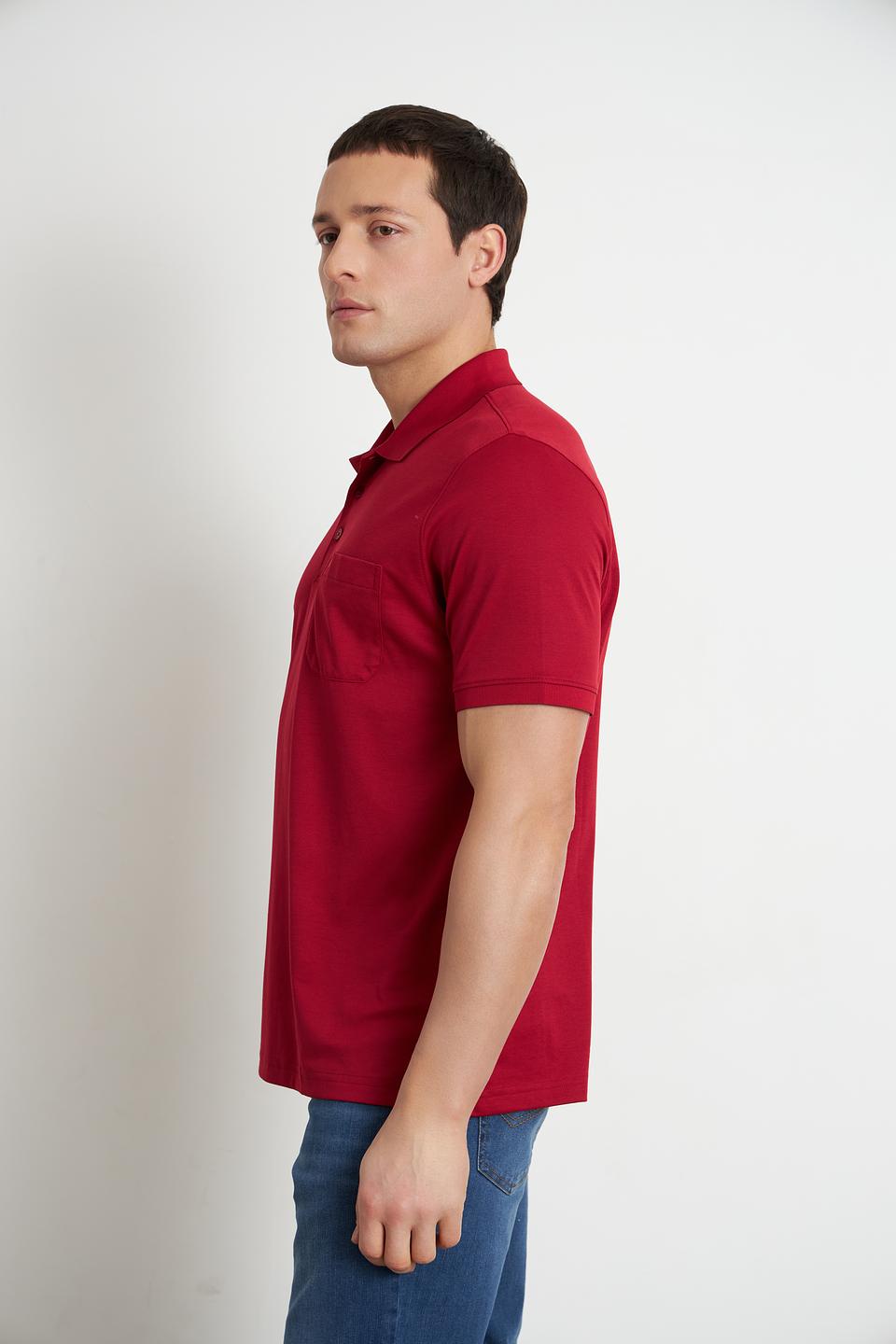 Поло Ragman бордовый с карманом