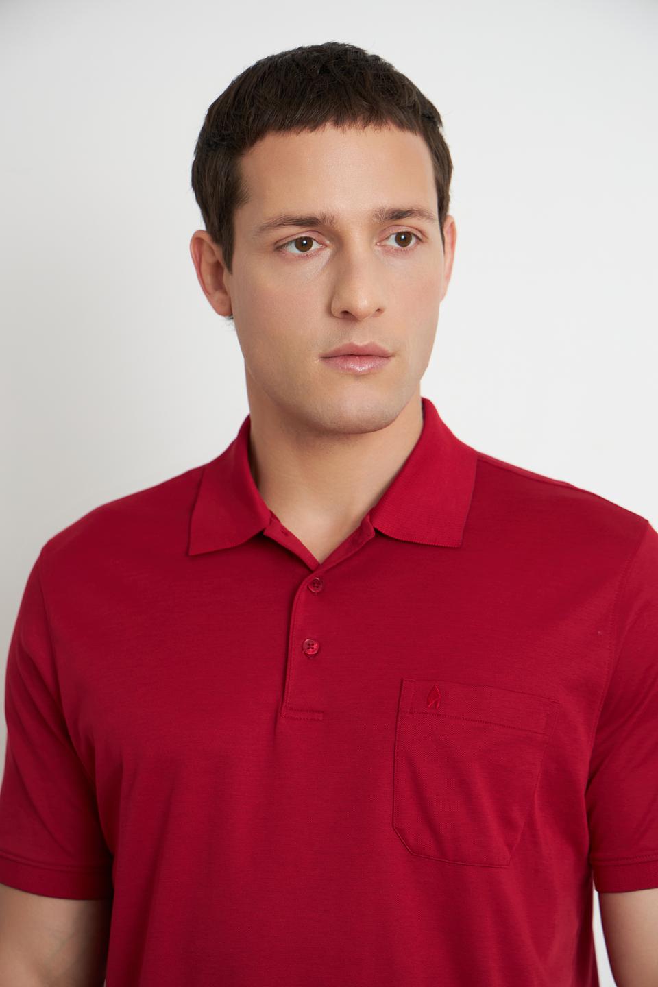 Поло Ragman бордовый с карманом