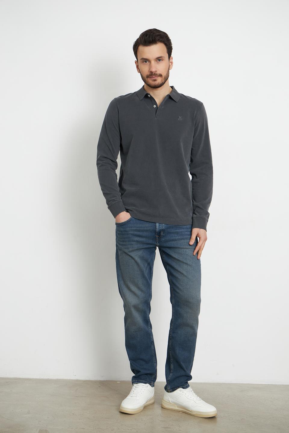 Поло Marc O Polo серый с длинным рукавом