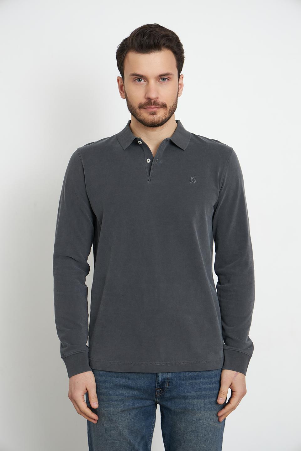 Поло Marc O Polo серый с длинным рукавом