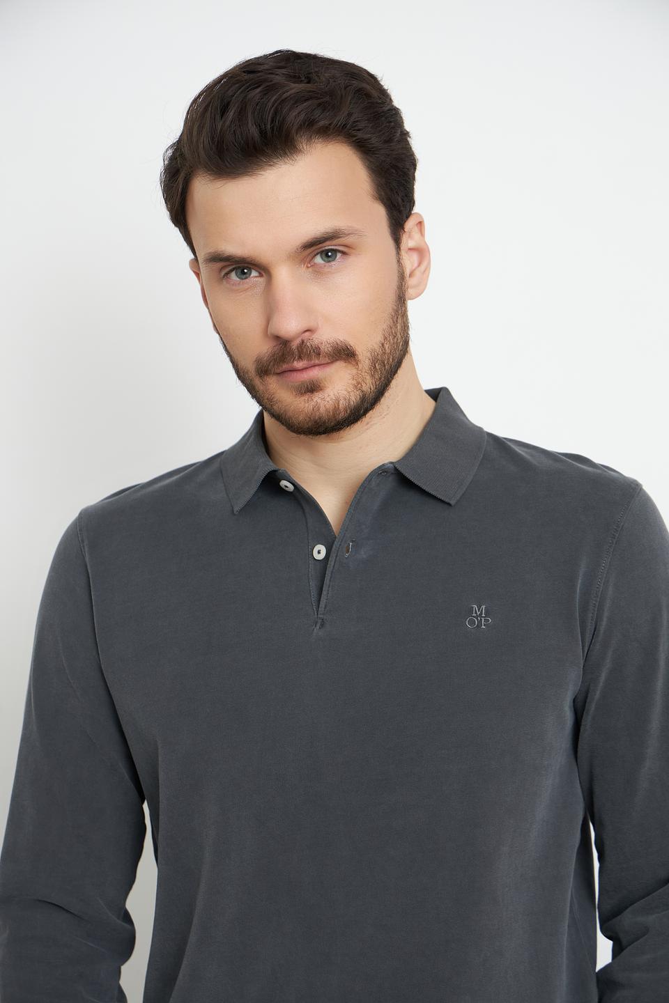 Поло Marc O Polo серый с длинным рукавом