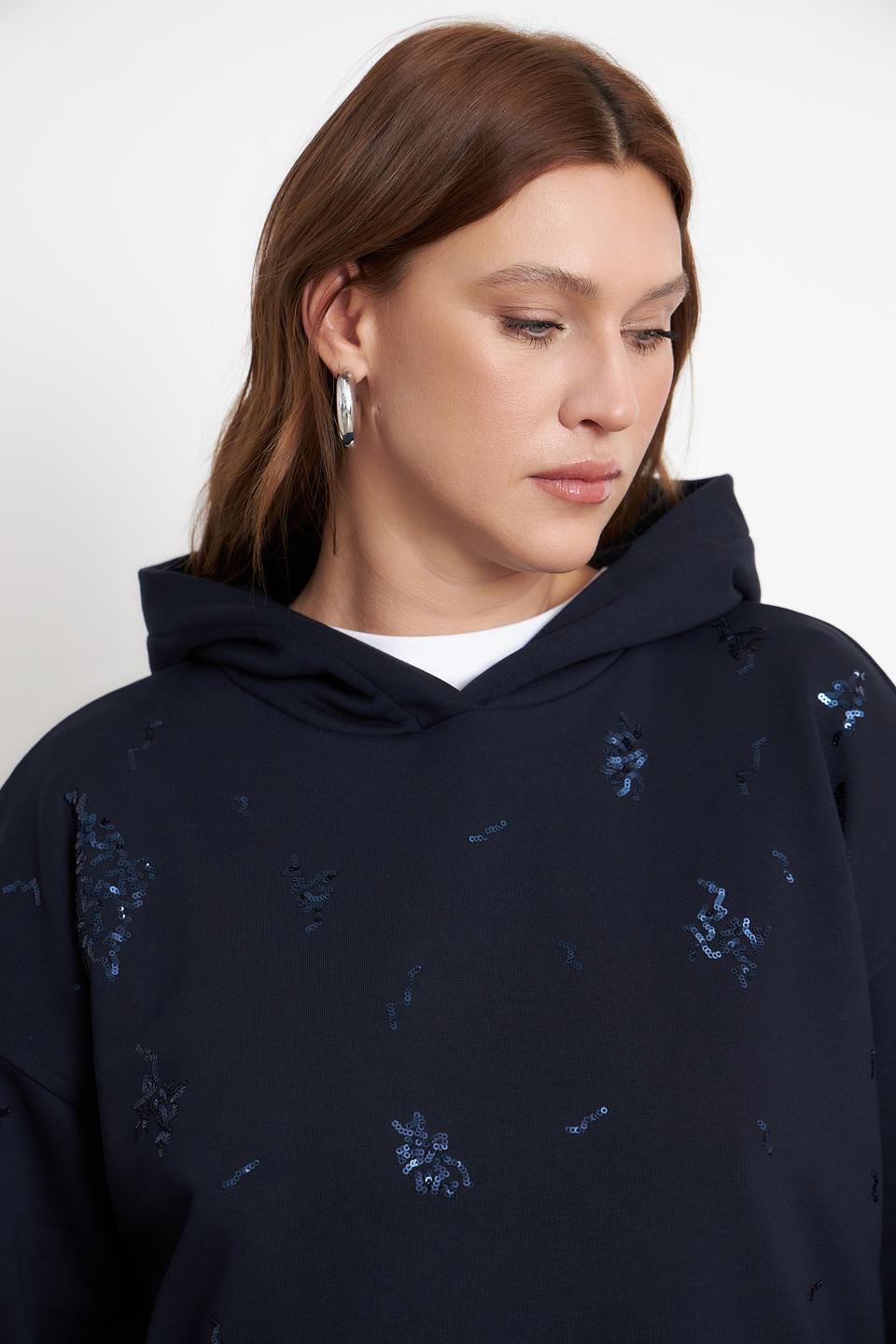 Пуловер Lecomte с пайетками тёмно-синий