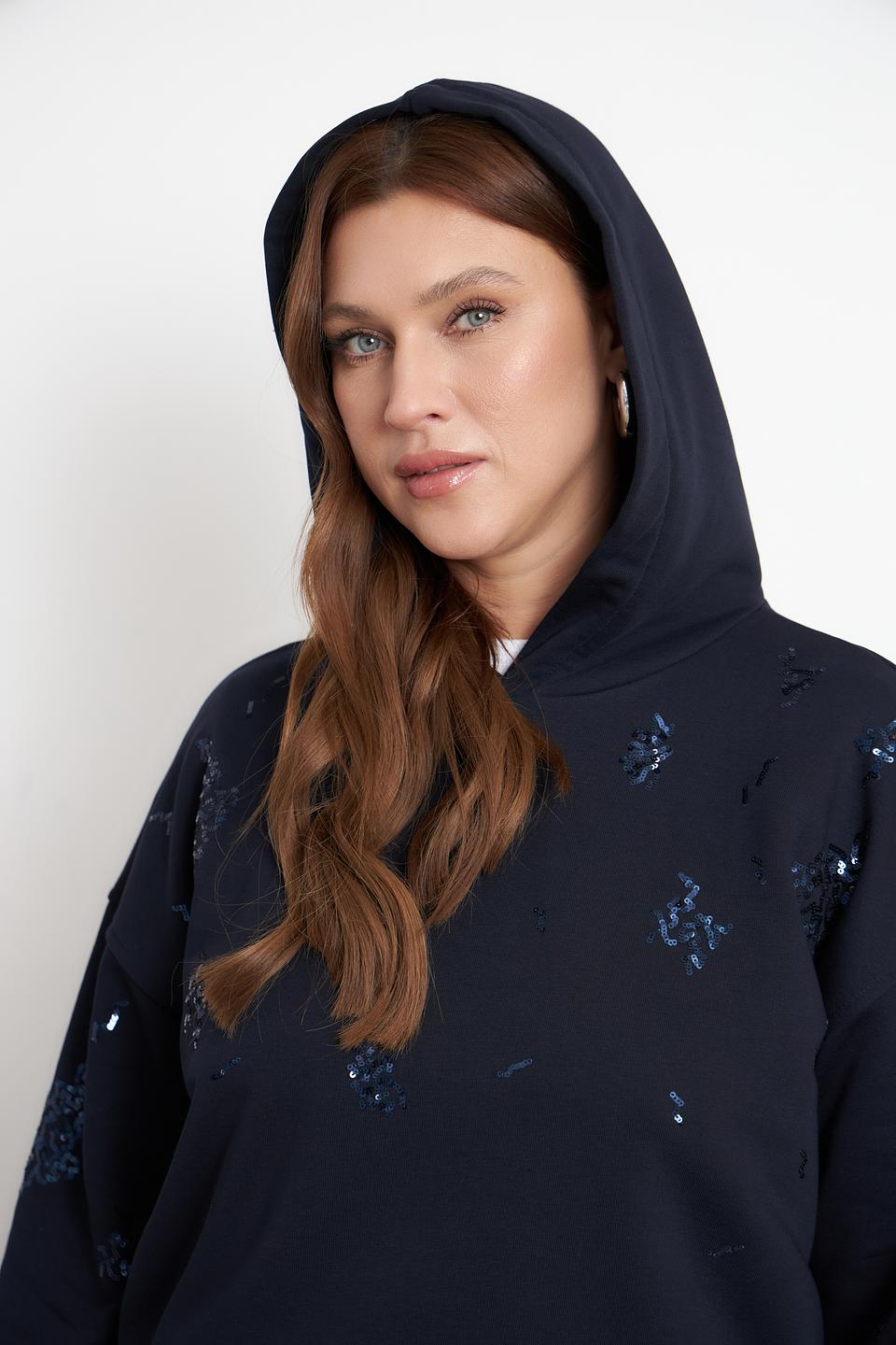 Пуловер Lecomte с пайетками тёмно-синий