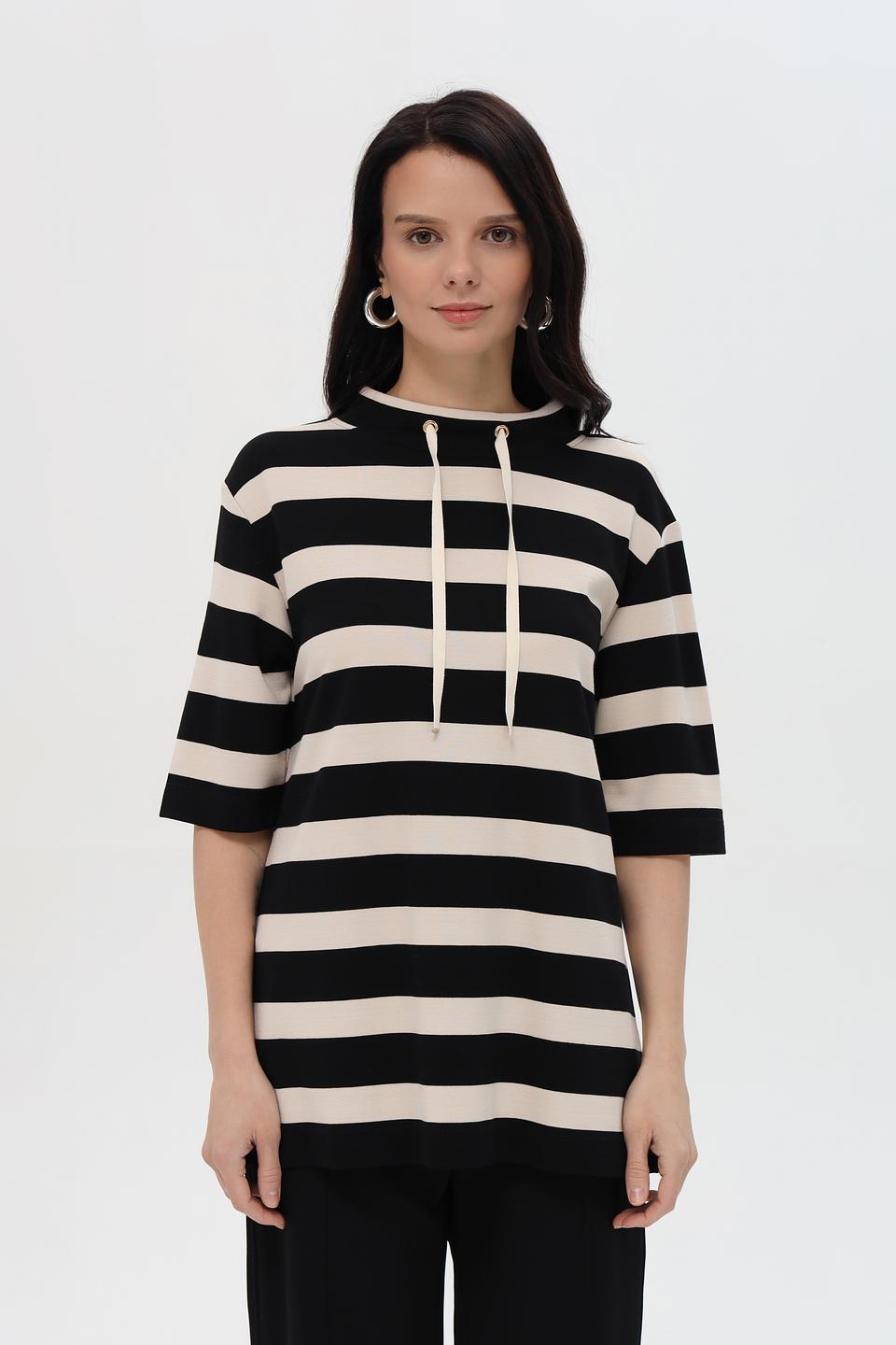 Футболка Pezzo в полоску с капюшоном