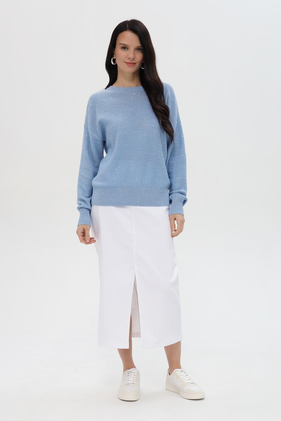 Пуловер Pezzo с пайетками голубой