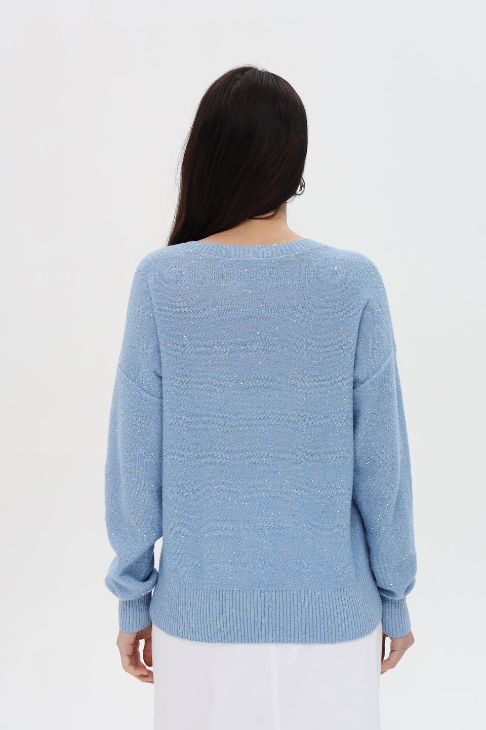 Пуловер Pezzo с пайетками голубой