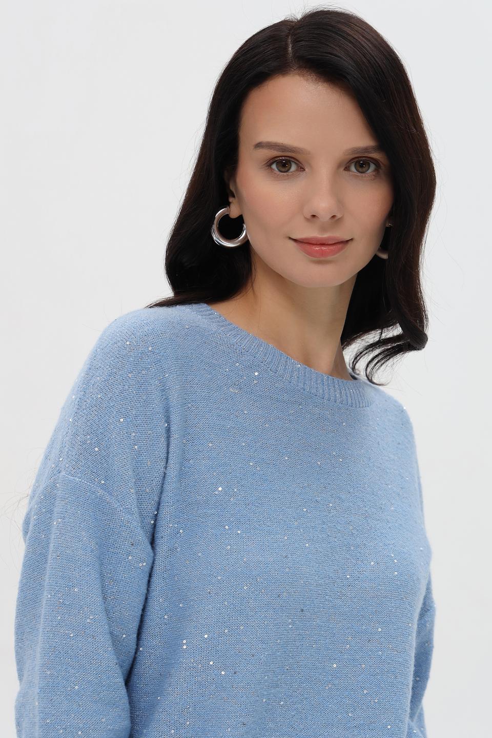Пуловер Pezzo с пайетками голубой