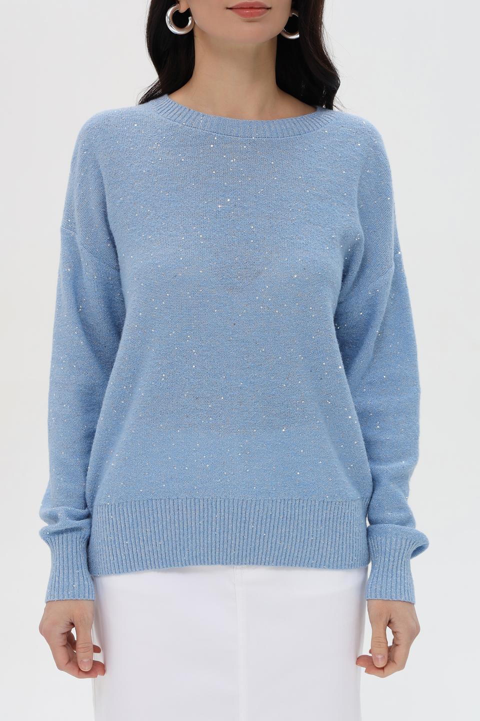 Пуловер Pezzo с пайетками голубой